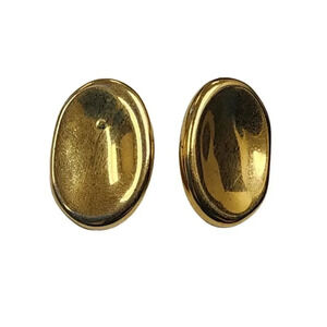 Vintage Oval Shaped Stud Earrings Gold Tone